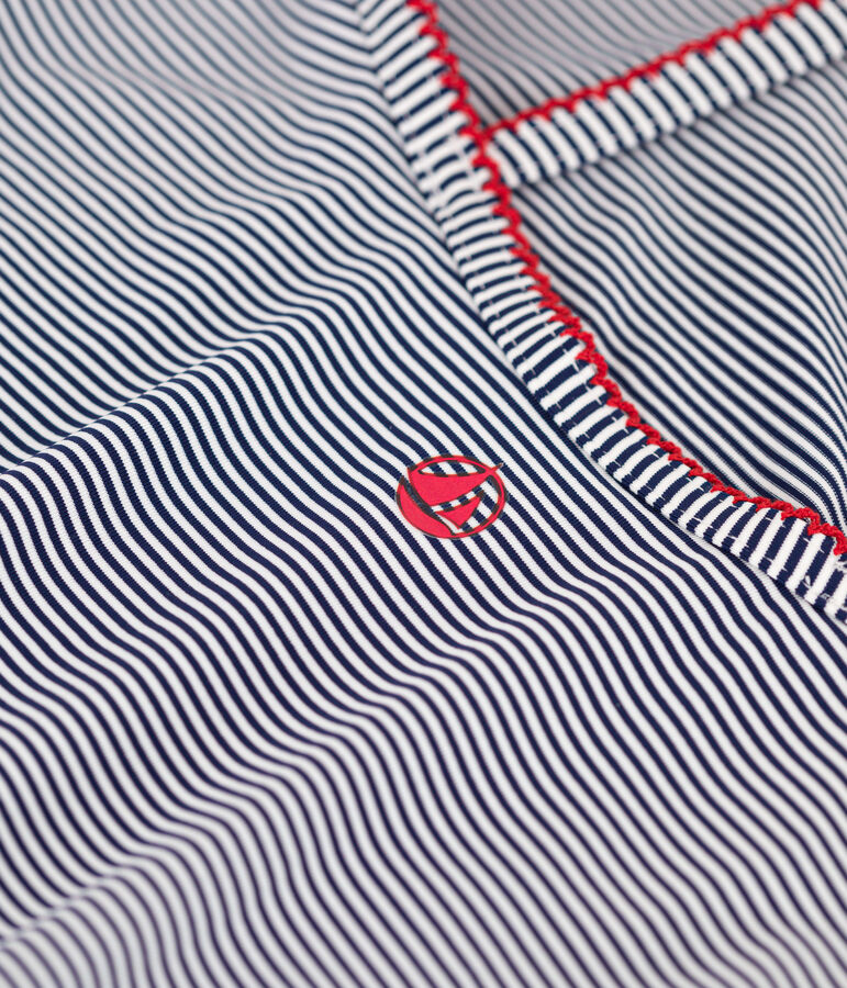 Einteiliger Kinder-Badeanzug mit Streifen blau/weiss