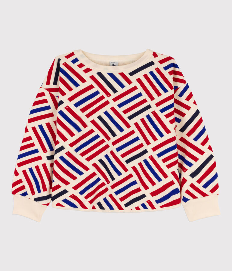 Bedrucktes Kinder-Sweatshirt aus Molton f&uuml;r M&auml;dchen / Jungen weiss AVALANCHE/ MULTICO