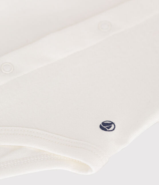 Kurzärmeliger Baby-Body mit Halskrause weiss MARSHMALLOW