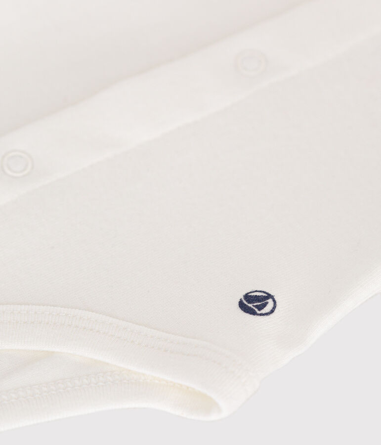 Kurz&auml;rmeliger Baby-Body mit Halskrause weiss MARSHMALLOW