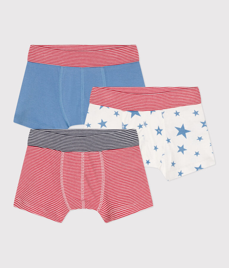 3er-Set Kinder-Boxershorts aus Baumwolle, &uuml;berzogener Bund und Stern-Motiv vielfarbig