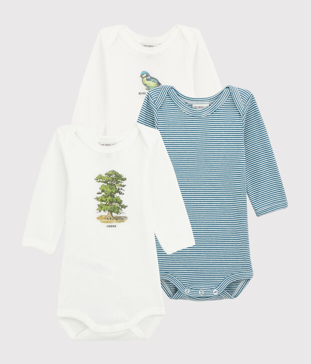3er-Set lang&auml;rmelige Baby-Bodys f&uuml;r Jungen Petit Bateau x Deyrolle vielfarbig