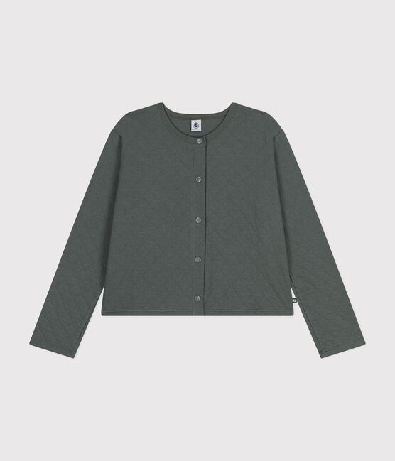 Damen-Cardigan aus Doppeljersey mit Druckknöpfen grün THUYA