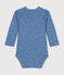 Langärmeliger Baby-Wickelbody aus Baumwolle blau BEACH/ MARSHMALLOW