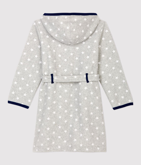 Morgenmantel aus Fleece mit Sternen-Design für Mädchen/Jungen grau BELUGA/weiss ECUME