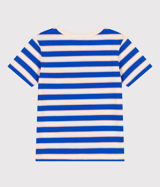 Kurzärmeliges Kinder-T-Shirt aus Baumwolle mit Streifen weiss AVALANCHE/ MULTICO