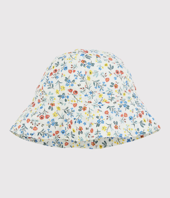 Hut aus Popeline mit breiter Krempe für Mädchen weiss MARSHMALLOW/weiss MULTICO