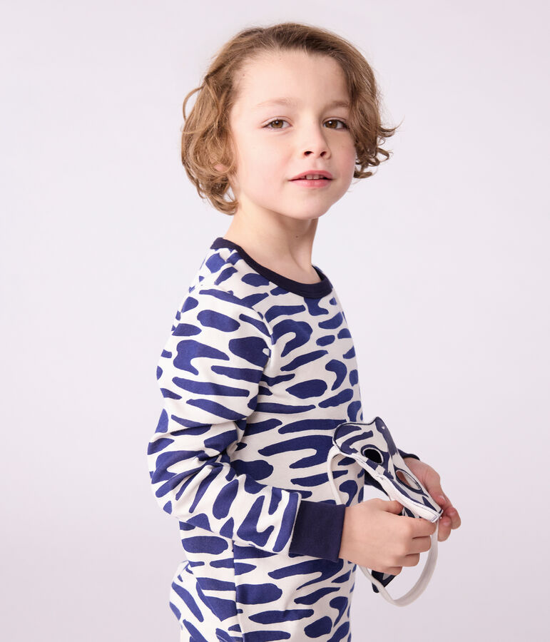 Kinder-Pyjama zum Verkleiden aus Baumwolle mit Zebra-Motiv blau/blau