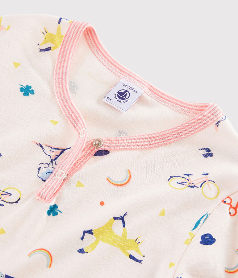 Nachthemd mit originellem Print f&uuml;r M&auml;dchen rosa FLEUR/weiss MULTICO