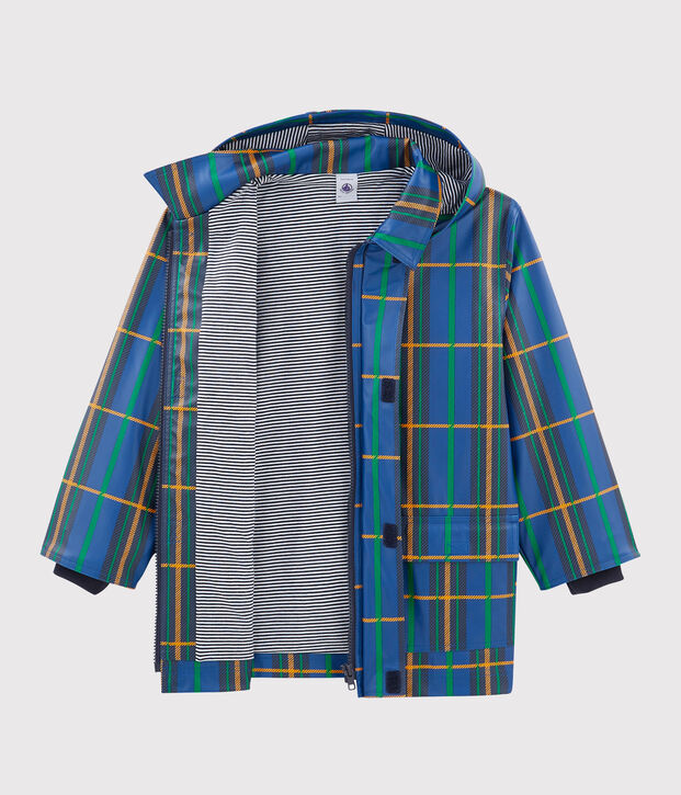 Kinder-Regenjacke mit Karomuster unisex blau/vielfarbig