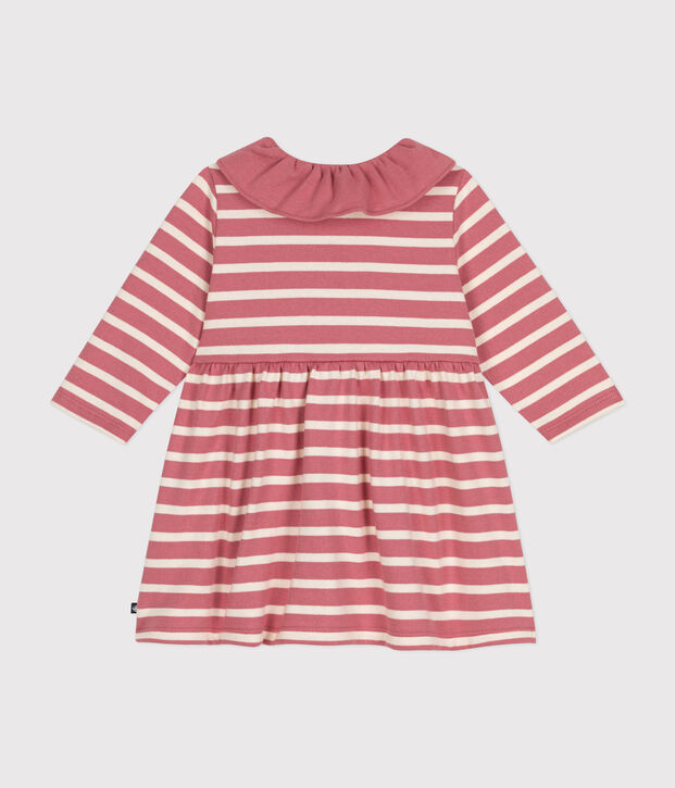 Lang&auml;rmeliges Baby-Kleid aus dickem Jersey rosa/naturfarben