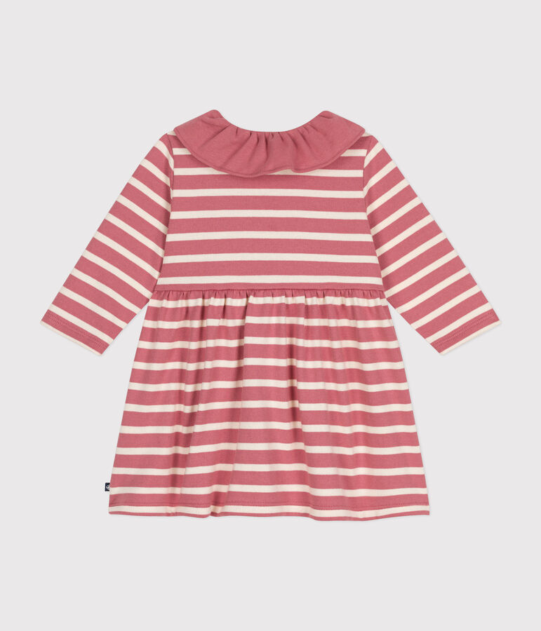 Lang&auml;rmeliges Baby-Kleid aus dickem Jersey rosa/naturfarben