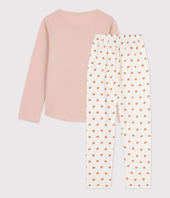 Kinderpyjama aus Baumwolle für Mädchen rosa SALINE/weiss MULTICO