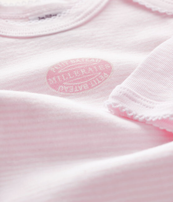 Langärmliger Baby-Body für Mädchen rosa VIENNE/weiss ECUME