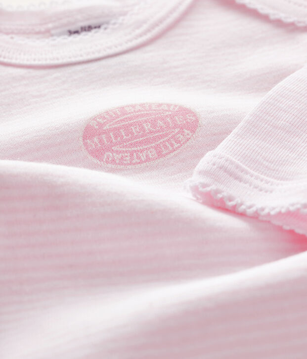 Lang&auml;rmliger Baby-Body f&uuml;r M&auml;dchen rosa/weiss