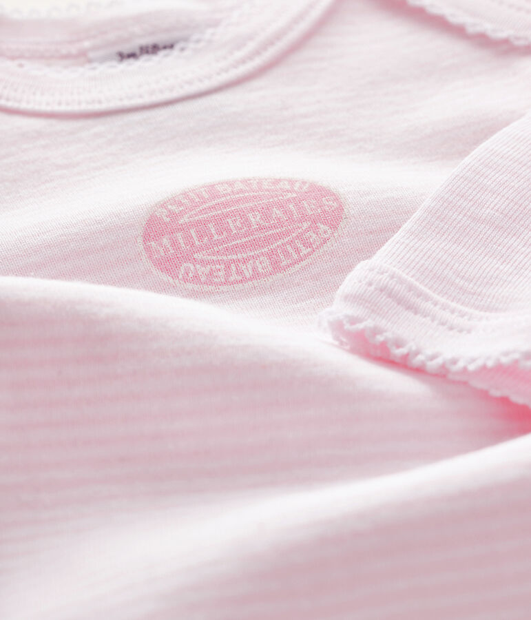 Lang&auml;rmliger Baby-Body f&uuml;r M&auml;dchen rosa VIENNE/weiss ECUME