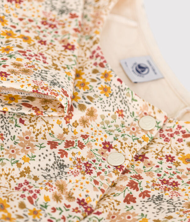 Lang&auml;rmeliges Kinder-Kleid aus Doppeljersey f&uuml;r M&auml;dchen naturfarben/vielfarbig