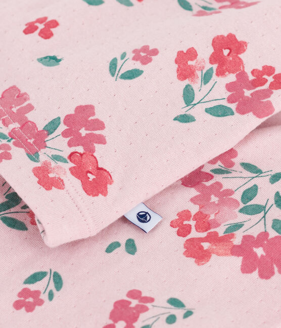 Kinder-Pyjama aus Doppeljersey mit Blumenmotiv rosa JOLI/weiss MULTICO