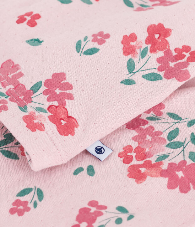 Kinder-Pyjama aus Doppeljersey mit Blumenmotiv rosa/vielfarbig