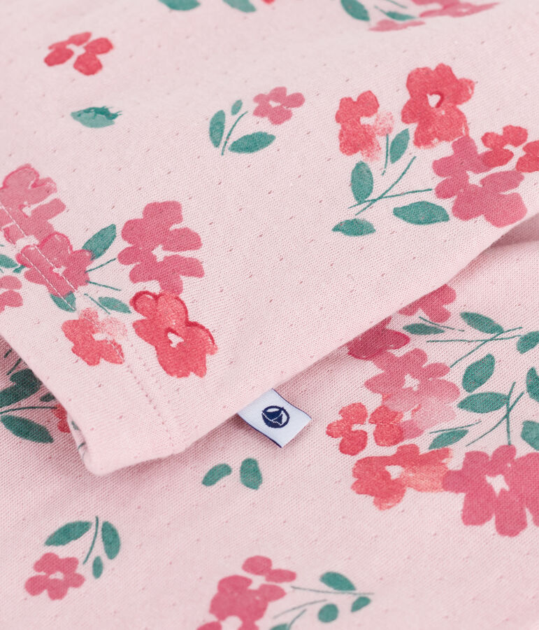 Kinder-Pyjama aus Doppeljersey mit Blumenmotiv rosa/vielfarbig