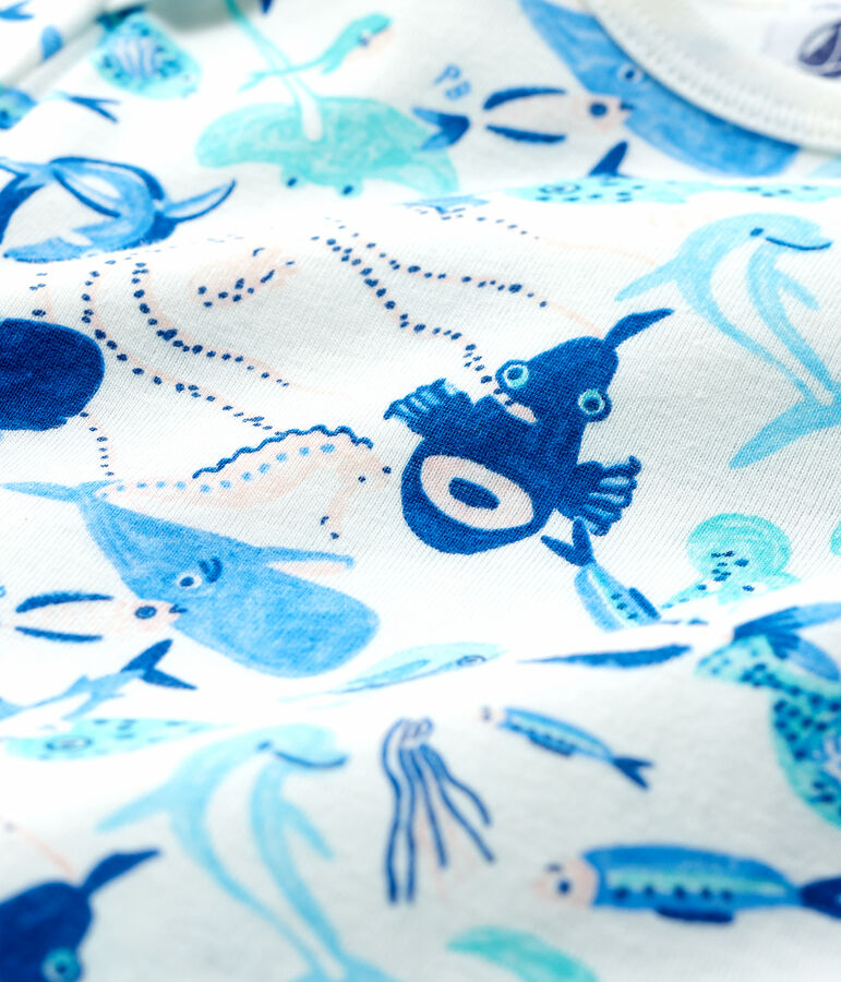 Baby-Strampler aus Baumwolle, ohne Druckkn&ouml;pfe, mit maritimem Motiv weiss/vielfarbig