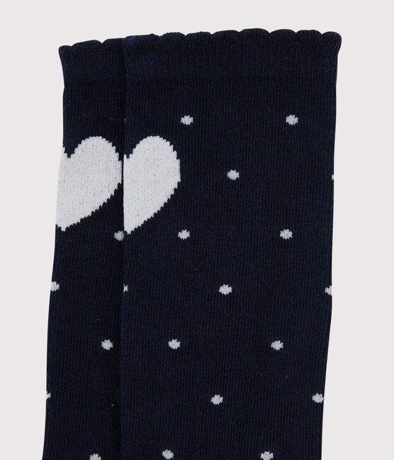 Kniestrümpfe für Mädchen blau SMOKING/weiss MARSHMALLOW