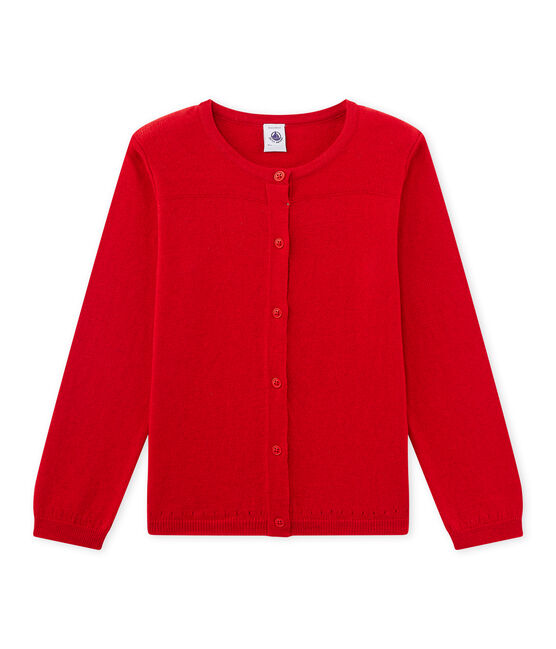 Mädchen-Cardigan aus Wolle/Baumwolle rot FROUFROU