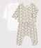 Dreiteiliges Baby-Set aus geblümter Baumwolle weiss AVALANCHE/ MULTICO
