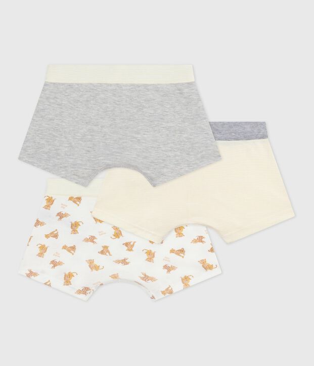 Set Kinder-Boxershorts aus Baumwolle mit &uuml;berzogenem Bund und Leoparden-Motiv vielfarbig