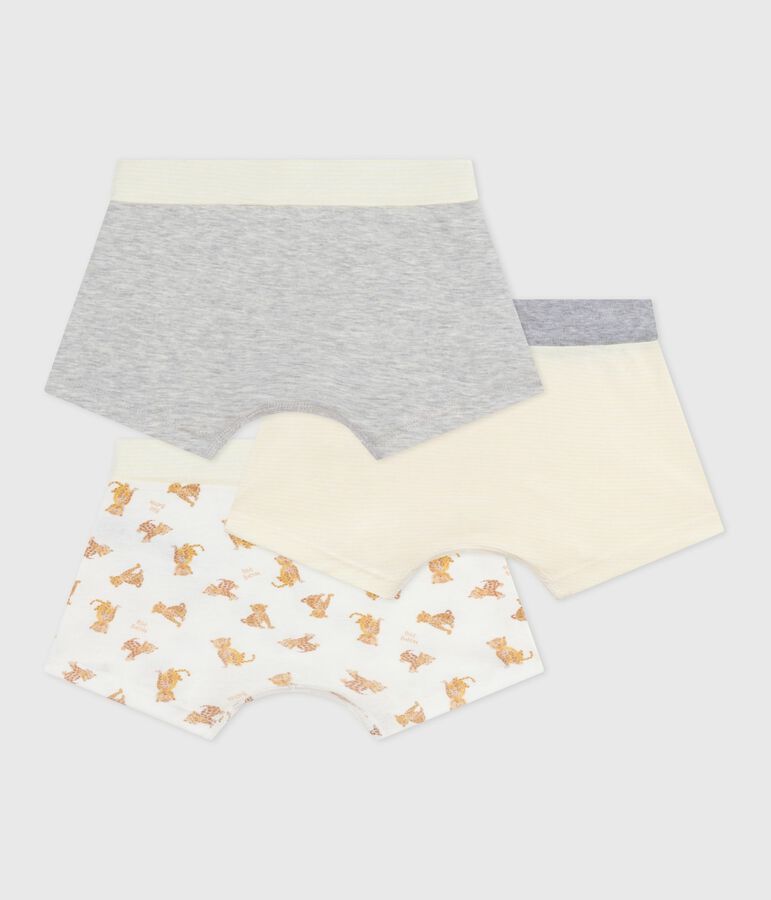 Set Kinder-Boxershorts aus Baumwolle mit &uuml;berzogenem Bund und Leoparden-Motiv vielfarbig
