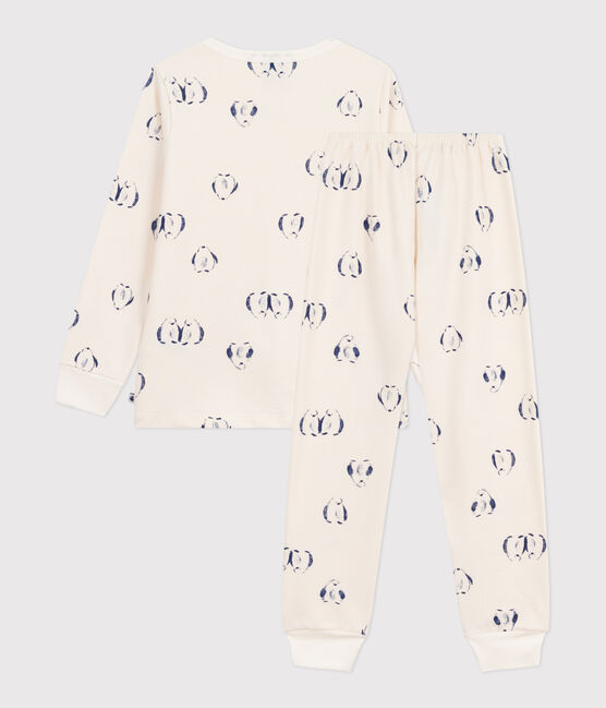 Kinder-Pyjama aus Molton mit Pinguinen blau MILK/ SOIR