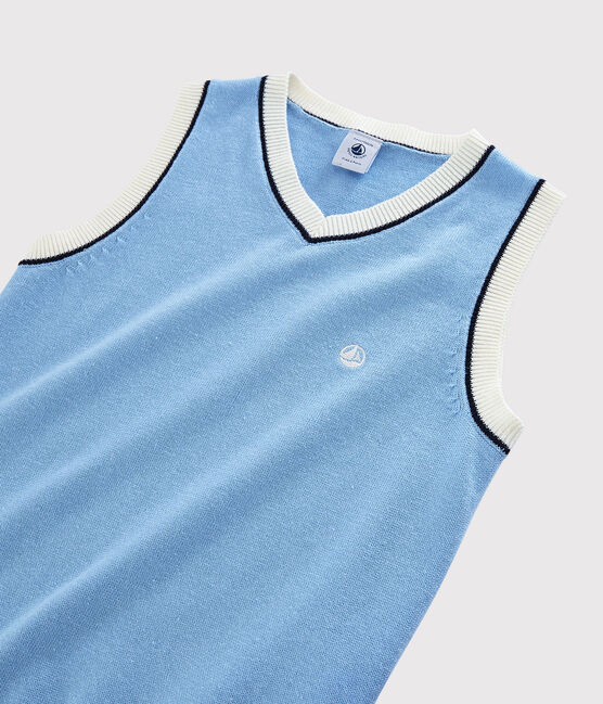 Ärmelloser Kinder-Pullover aus Baumwoll-Jersey für Jungen grau POUSSIERE CHINE