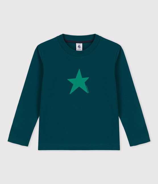 Langärmeliges Kinder-T-Shirt aus Baumwolle für Jungen grün PINEDE