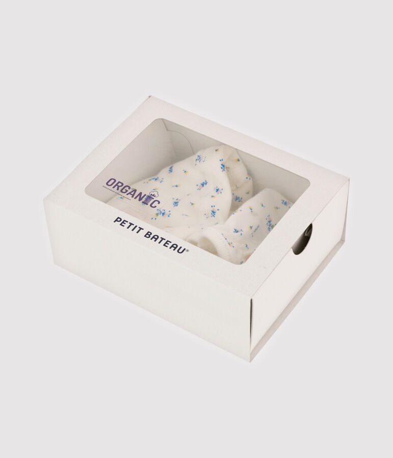 Set bestehend aus M&uuml;tzchen und F&auml;ustlingen f&uuml;r Neugeborene aus Rippstrick vielfarbig