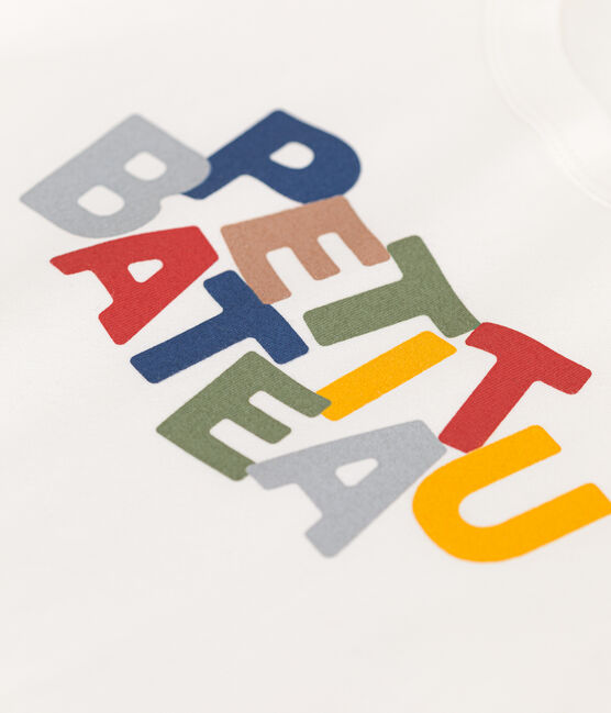 Kurzärmeliges Kinder-T-Shirt aus feinem Jersey für Jungen weiss MARSHMALLOW