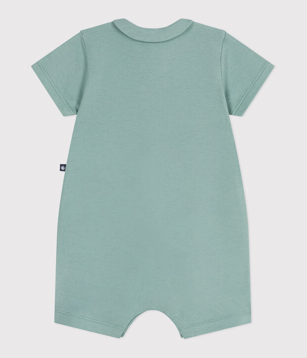 Baby-Kurzoverall aus Baumwolle mit Bubikragen gr&uuml;n