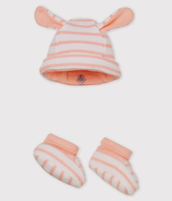 Baby-mütze und hausschuhe unisex gestreift variante 3