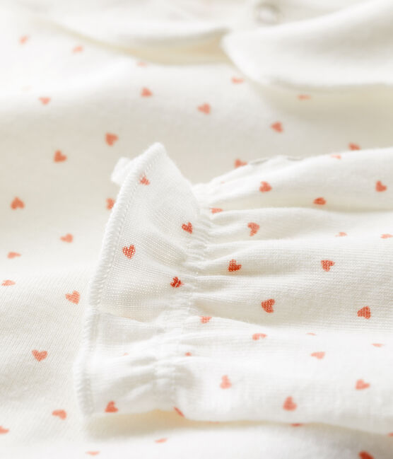 Baby-Strampler aus Baumwolle mit Herzchen-Motiv weiss MARSHMALLOW/ PAPAYE