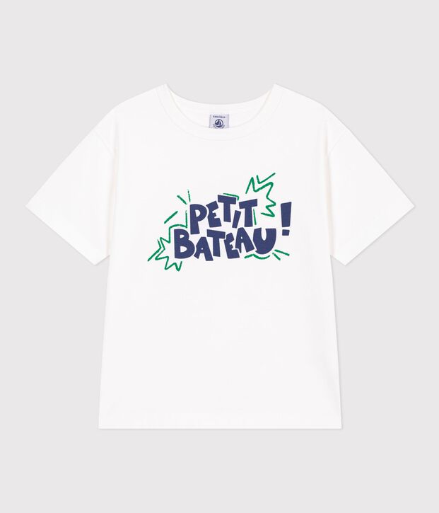 Kurz&auml;rmeliges Kinder T-Shirt aus Baumwolle weiss/vielfarbig