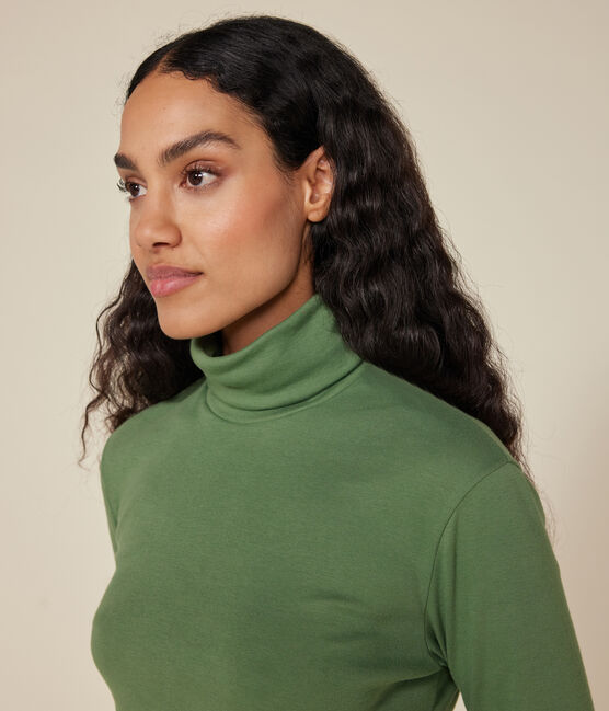 Damen-Rollkragenshirt "L'Iconique" aus Baumwolle grün PALMERAIE