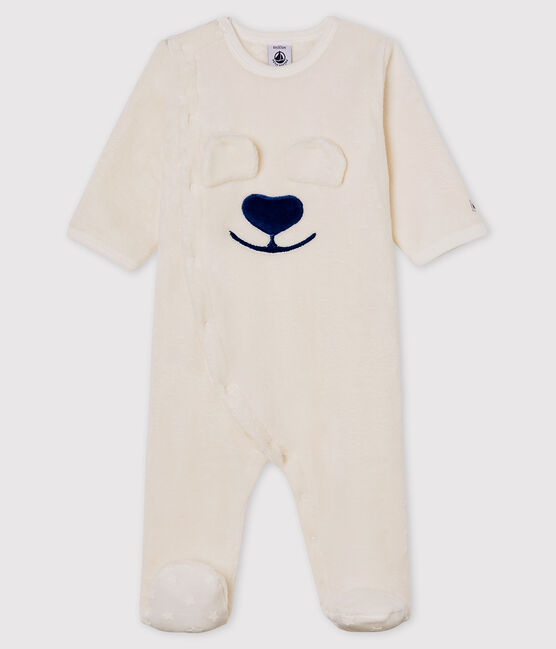 Strampler 'Bär' zum Überziehen aus Fleece weiss MARSHMALLOW