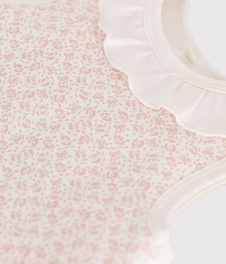 Gebl&uuml;mter Babyschlafsack TOG 2 aus Baumwolle weiss/rosa