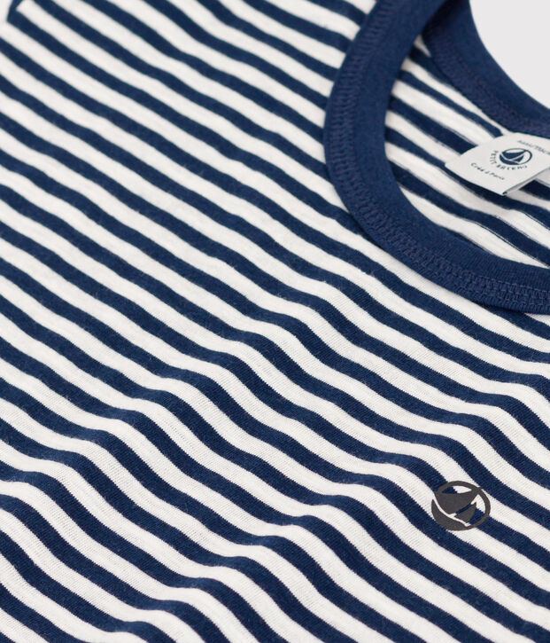 Gestreiftes Kinder-T-Shirt aus Baumwolle f&uuml;r Jungen blau/weiss
