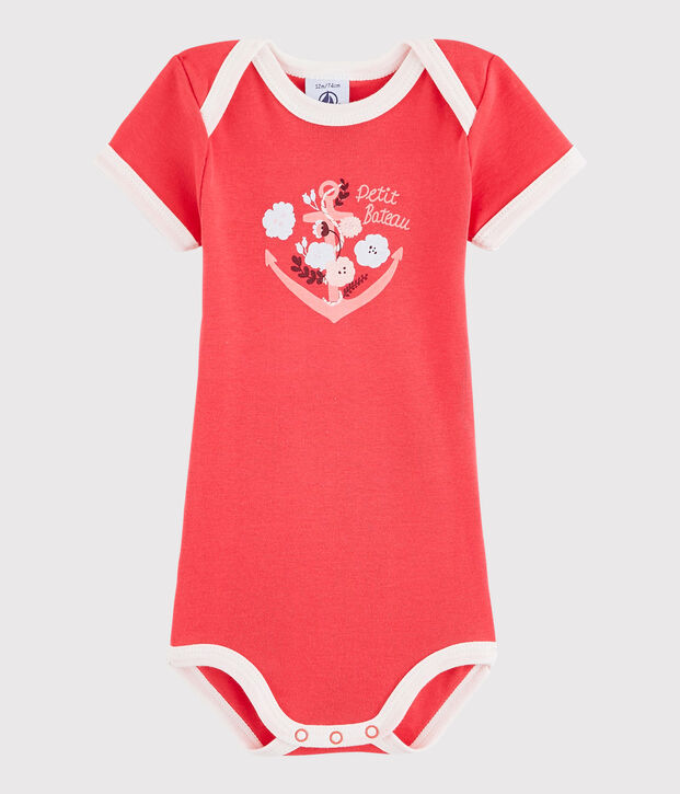 Kurz&auml;rmeliger Baby-Body Jungen rosa