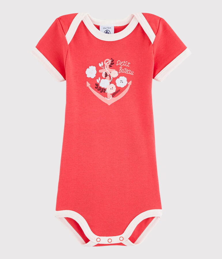 Kurz&auml;rmeliger Baby-Body Jungen rosa IMPATIENCE
