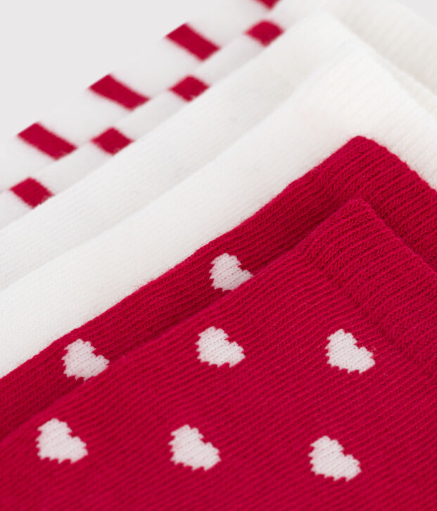 3er-Set Kinder-Kniestr&uuml;mpfe aus Baumwolle mit Herzmotiv vielfarbig