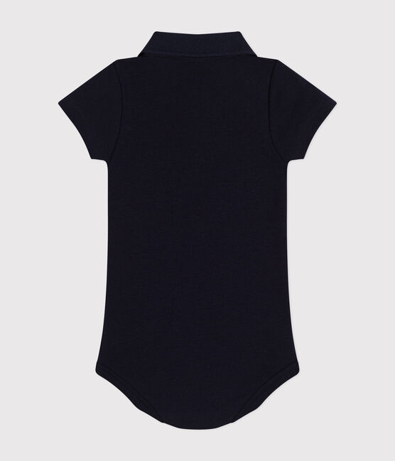 Kurzärmeliger Baby-Body mit Polokragen aus Baumwolle blau SMOKING
