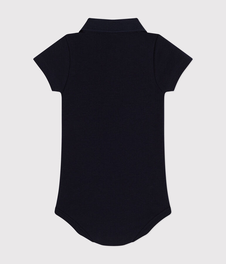 Kurz&auml;rmeliger Baby-Body mit Polokragen aus Baumwolle blau