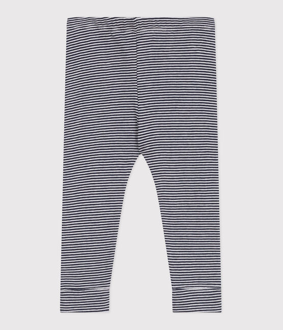 Baby-Leggings aus Baumwolle mit Ringelstreifen blau SMOKING/weiss MARSHMALLOW