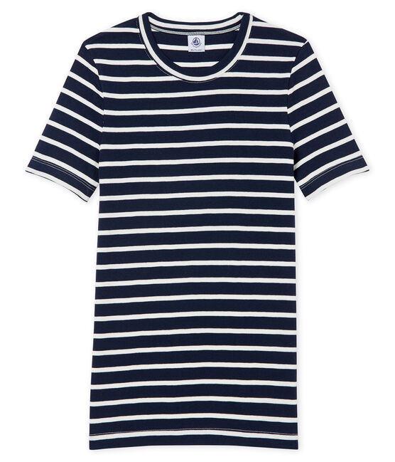 gestreiftes damen-kurzarmshirt blau SMOKING/weiss MARSHMALLOW